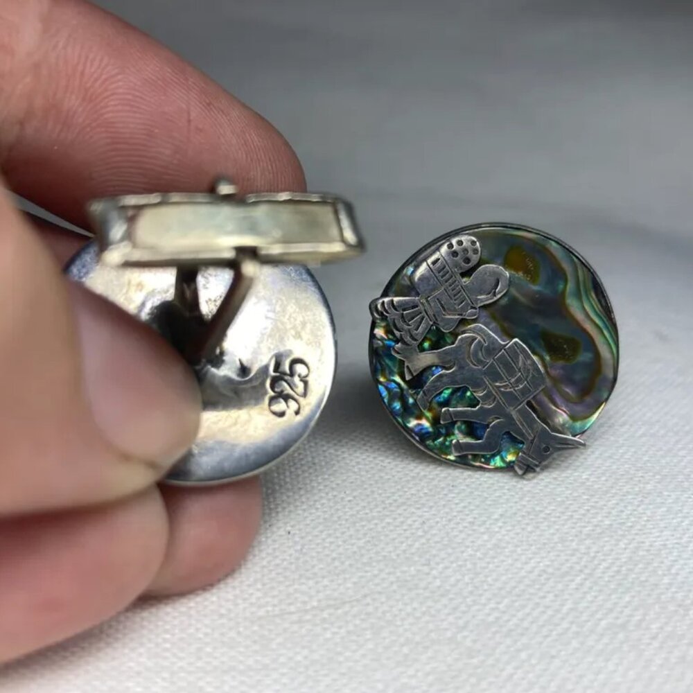 Abalone Shell Cufflinks, In Solid Sterling Silver… - image 4